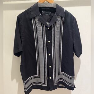 Alfani Men's Black and White Patterned Button Down Shirt